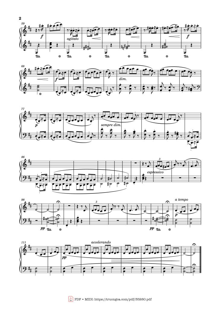 Page 2 of the piano sheet music PDF Piano – Étude No. 21 in B Minor Piano by Stephen Heller
