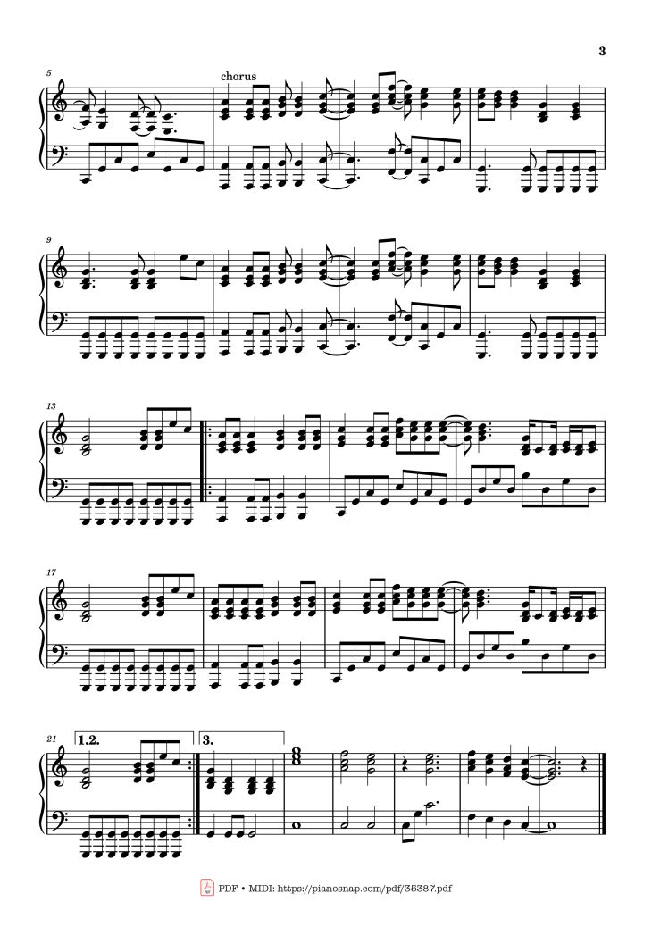 Page 3 of the piano sheet music PDF Piano – Silver Springs Piano by Fleetwood Mac