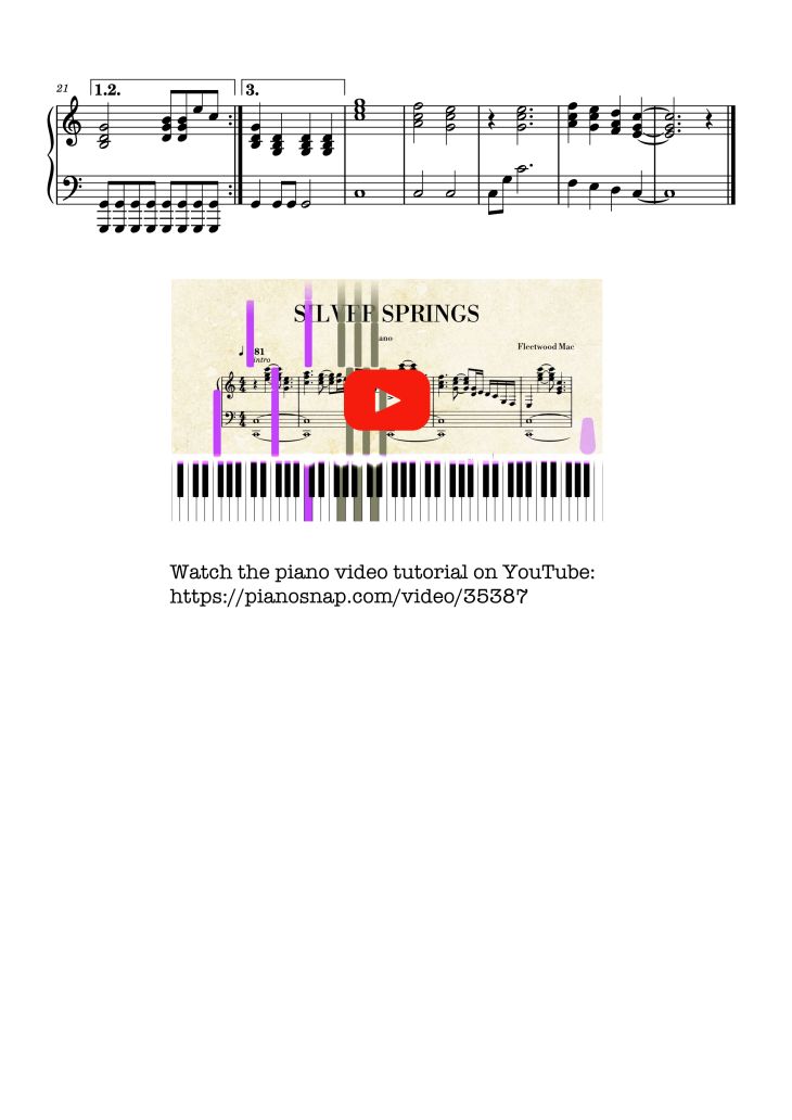 Page 4 of the piano sheet music PDF Piano – Silver Springs Piano by Fleetwood Mac
