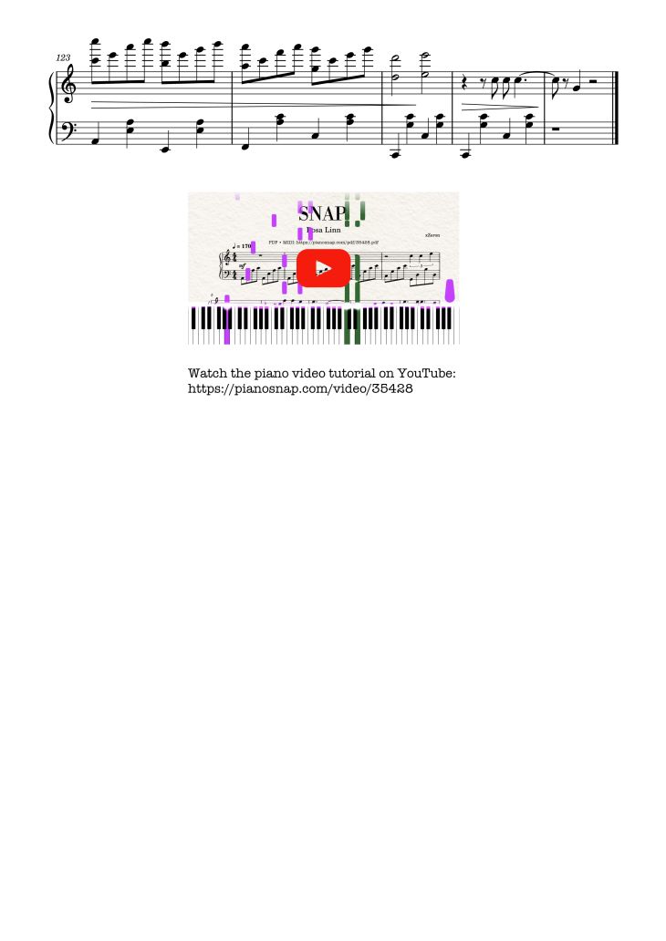 Page 5 of the piano sheet music PDF Piano – SNAP Piano by Rosa Linn