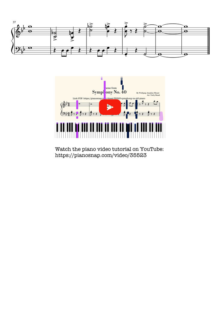 Page 3 of the piano sheet music PDF Piano – Symphony No. 40 Piano EASY by Wolfgang Amadeus Mozart