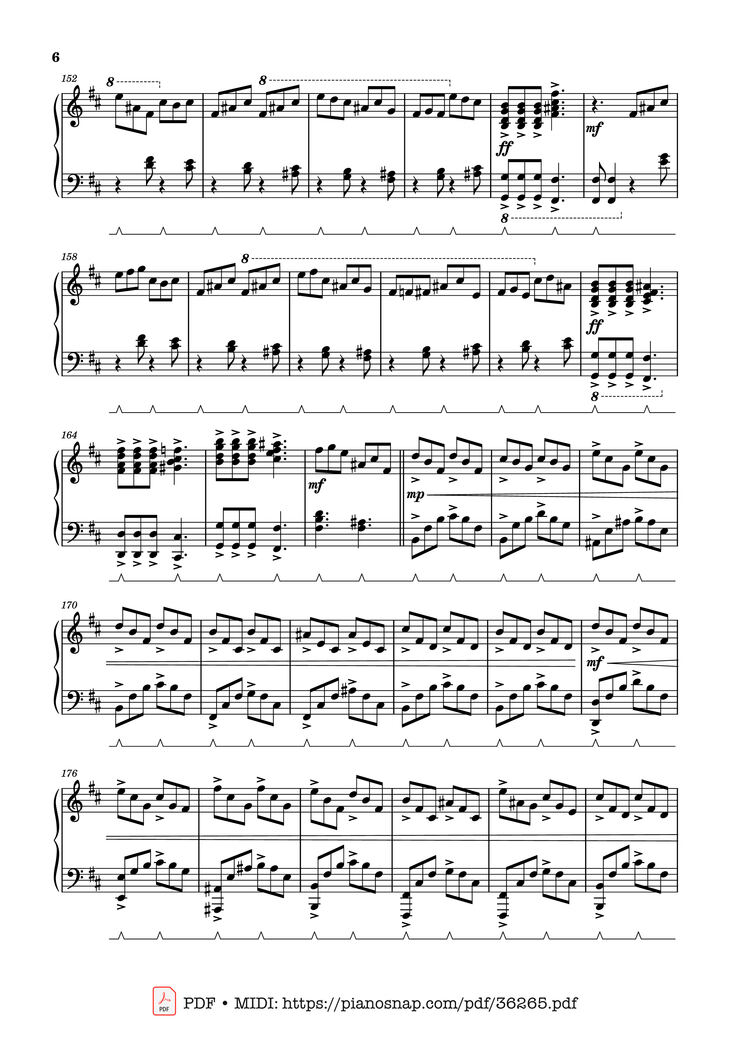 Page 5 of the piano sheet music PDF Piano – Volo Battle Theme - Pokémon Legends: Arceus, Solo Piano by Go Ichinose