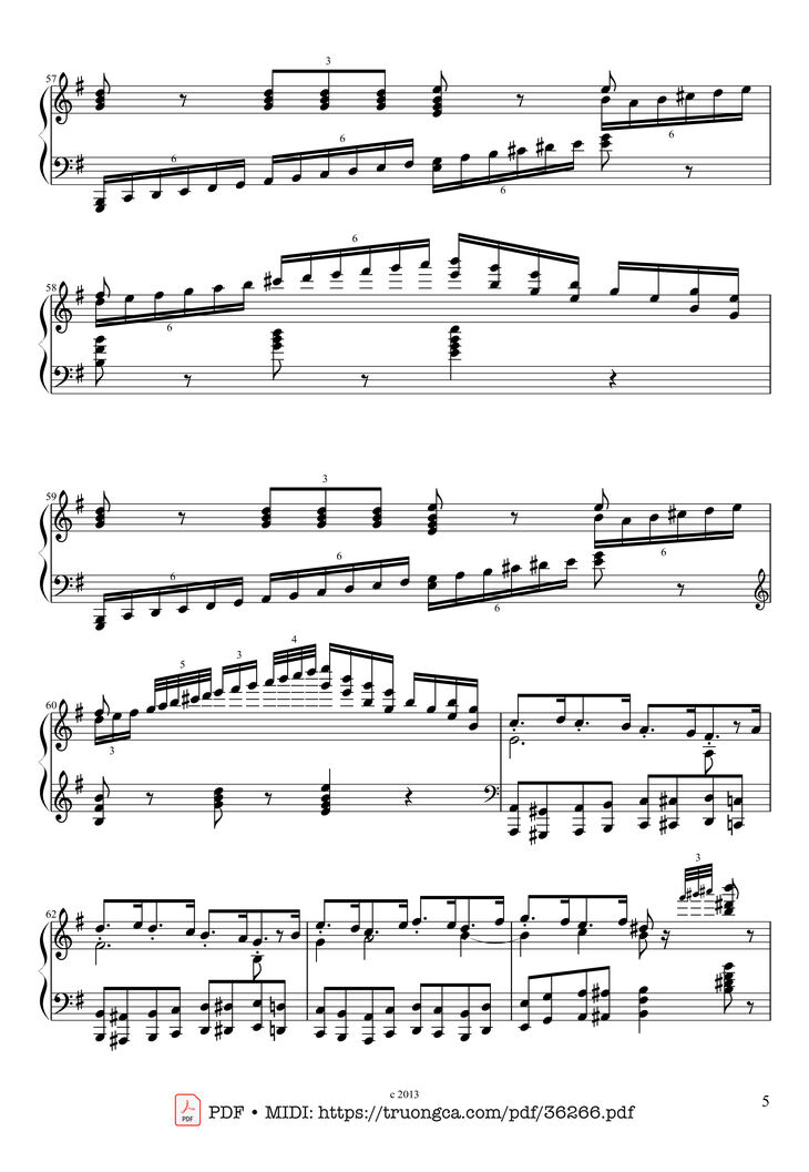 Page 5 of the piano sheet music PDF Piano – The Nutcracker March for Piano by Pyotr Ilyich Tchaikovsky