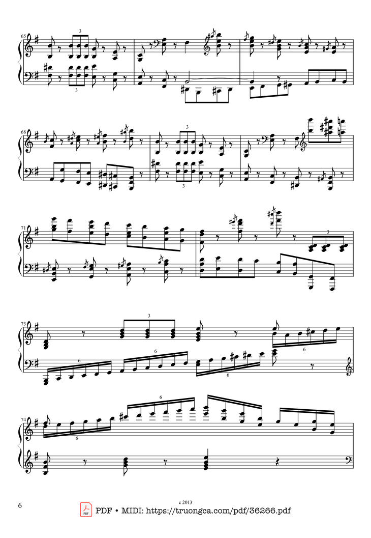 Page 6 of the piano sheet music PDF Piano – The Nutcracker March for Piano by Pyotr Ilyich Tchaikovsky