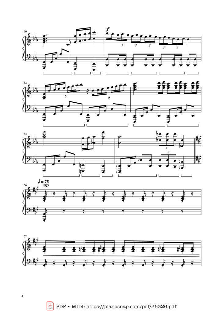 Page 4 of the piano sheet music PDF Piano – Bohemian Rhapsody - Queen by Queen