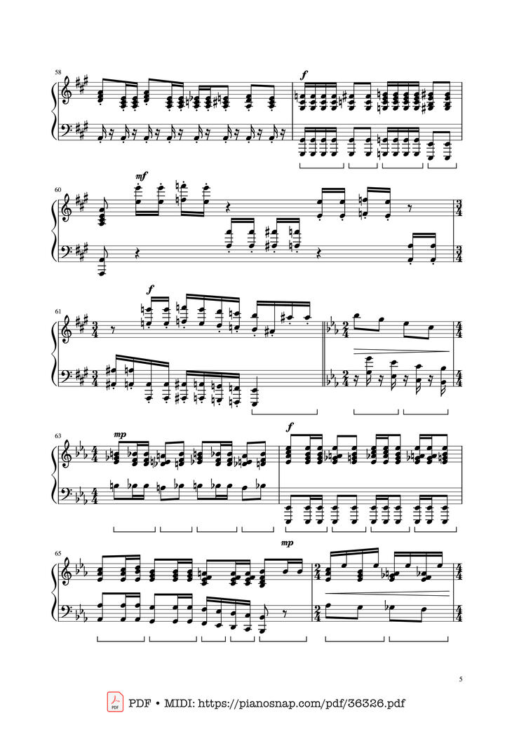 Page 5 of the piano sheet music PDF Piano – Bohemian Rhapsody - Queen by Queen