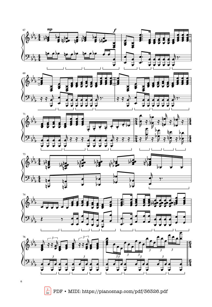 Page 6 of the piano sheet music PDF Piano – Bohemian Rhapsody - Queen by Queen