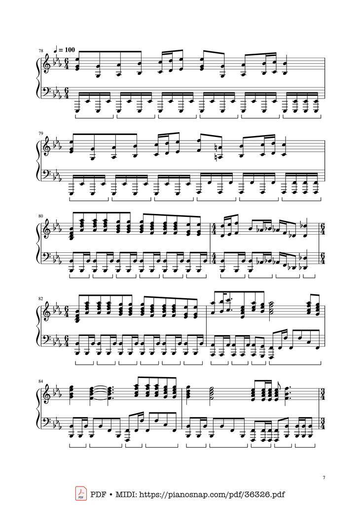 Page 7 of the piano sheet music PDF Piano – Bohemian Rhapsody - Queen by Queen