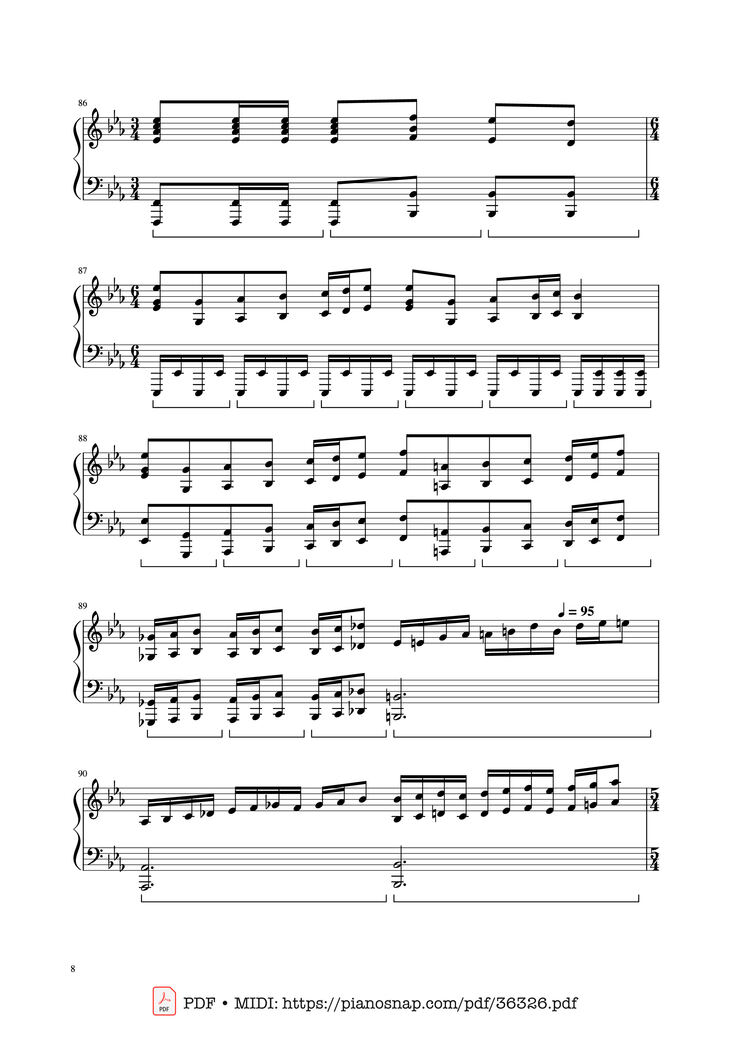 Page 8 of the piano sheet music PDF Piano – Bohemian Rhapsody - Queen by Queen