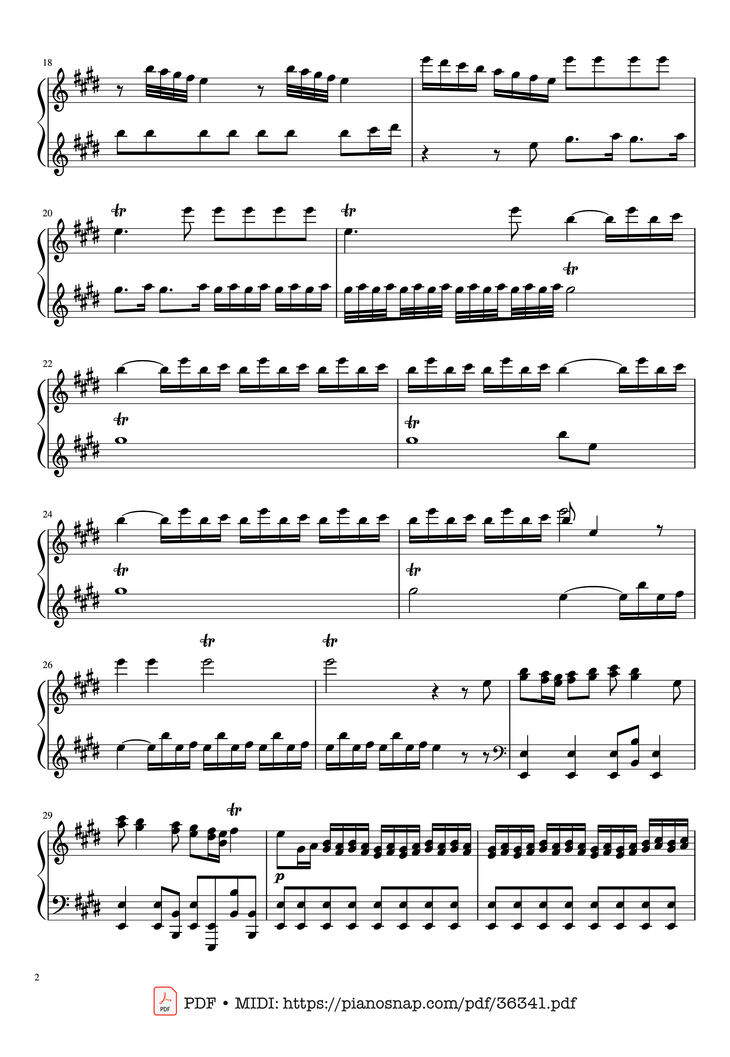 Page 2 of the piano sheet music PDF Piano – Vivaldi