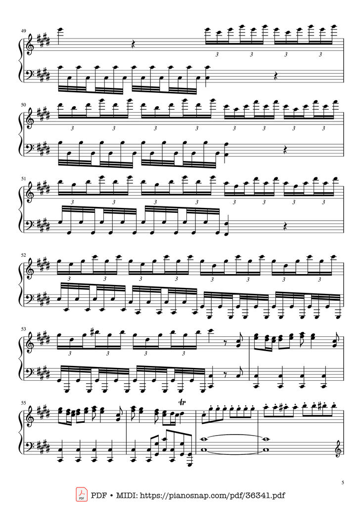 Page 5 of the piano sheet music PDF Piano – Vivaldi