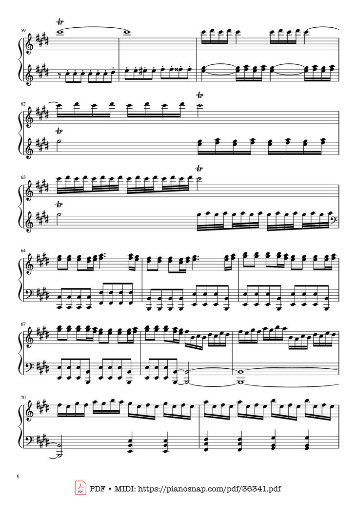 Page 6 of the piano sheet music PDF Piano – Vivaldi