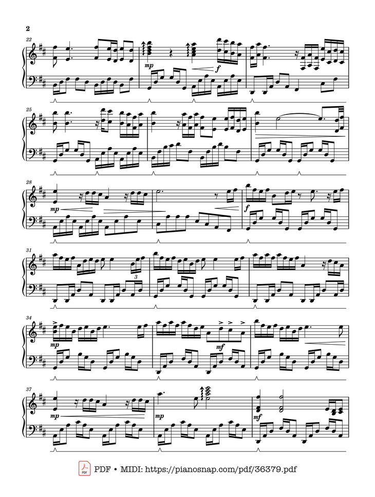 Page 2 of the piano sheet music PDF Piano – With An Orchid by Yanni