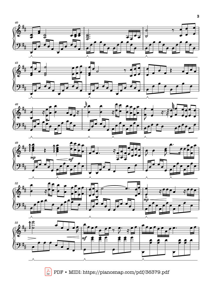 Page 3 of the piano sheet music PDF Piano – With An Orchid by Yanni