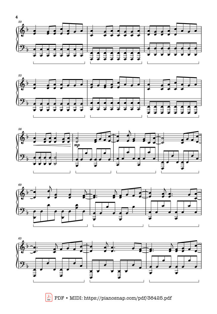 Page 4 of the piano sheet music PDF Piano – Babydoll (Full Piano Cover) by BoyWithUke