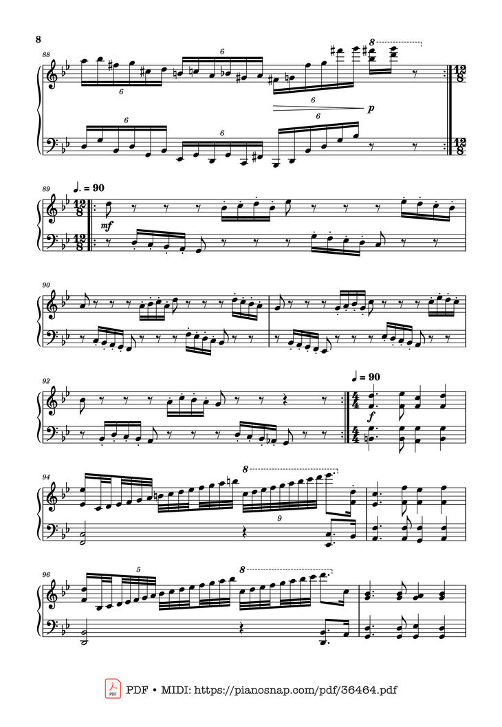 Page 8 of the piano sheet music PDF Piano – Johan Halvorsen Passacaglia, Op. 20 No. 2 (Piano Solo) by Johan Halvorsen