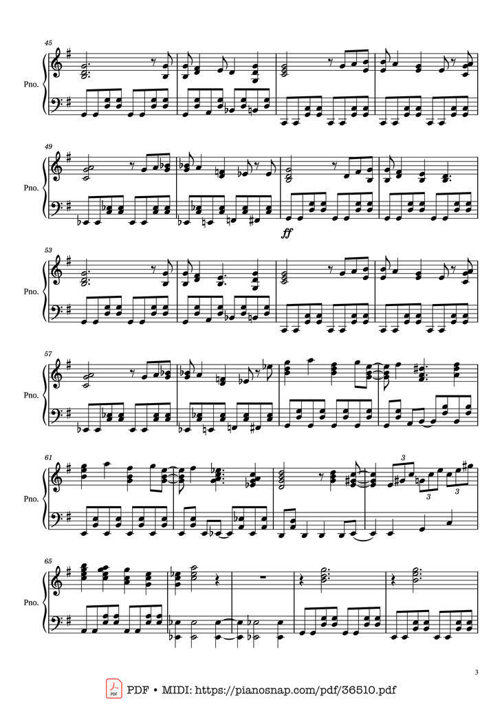 Page 3 of the piano sheet music PDF Piano – All I Want For Christmas Is You - Mariah Carey Piano by Marriah Carrey