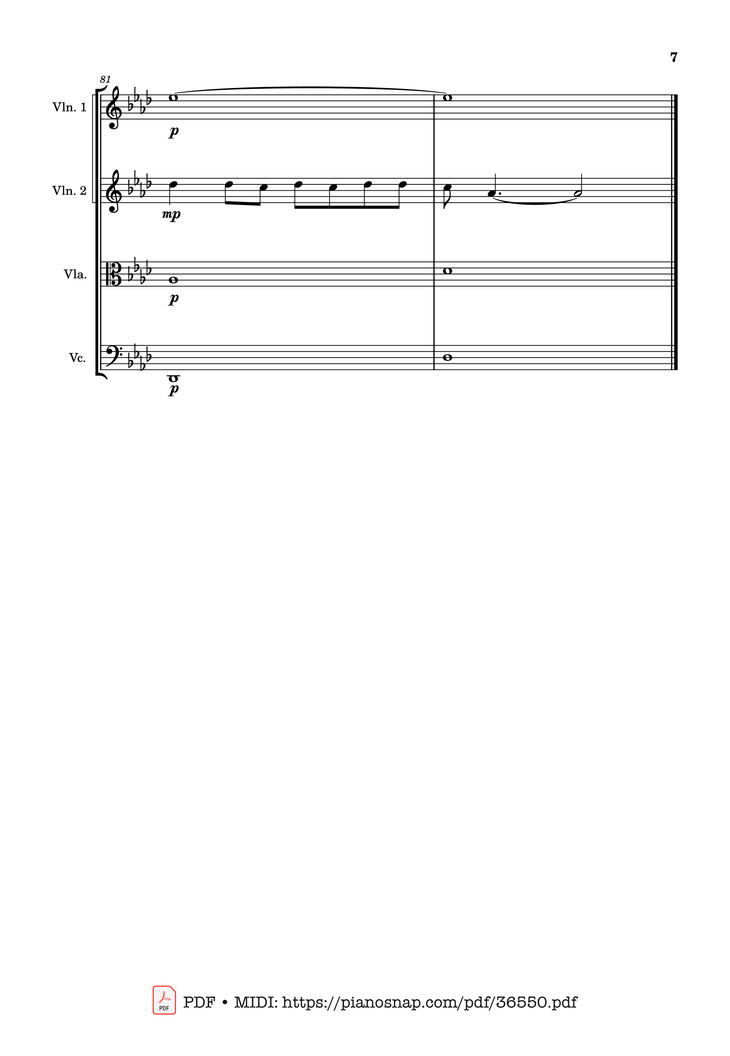 Page 7 of the piano sheet music PDF – Let It Go - string quartet Violin by Walt Disney