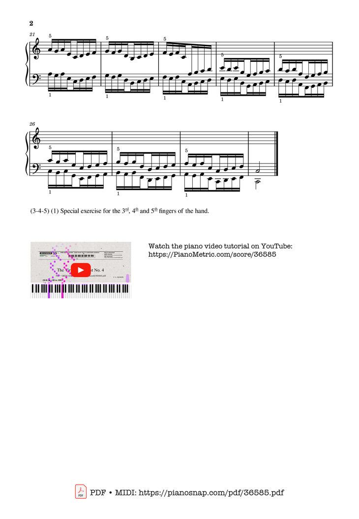 Page 2 of the piano sheet music PDF – Hanon - The Virtuoso Pianist No. 4 by Charles-Louis Hanon