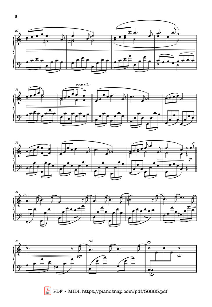 Page 2 of the piano sheet music PDF Piano – L