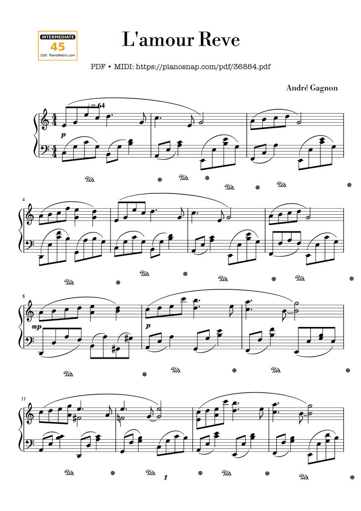 Page 1 of the piano sheet music PDF Piano – L