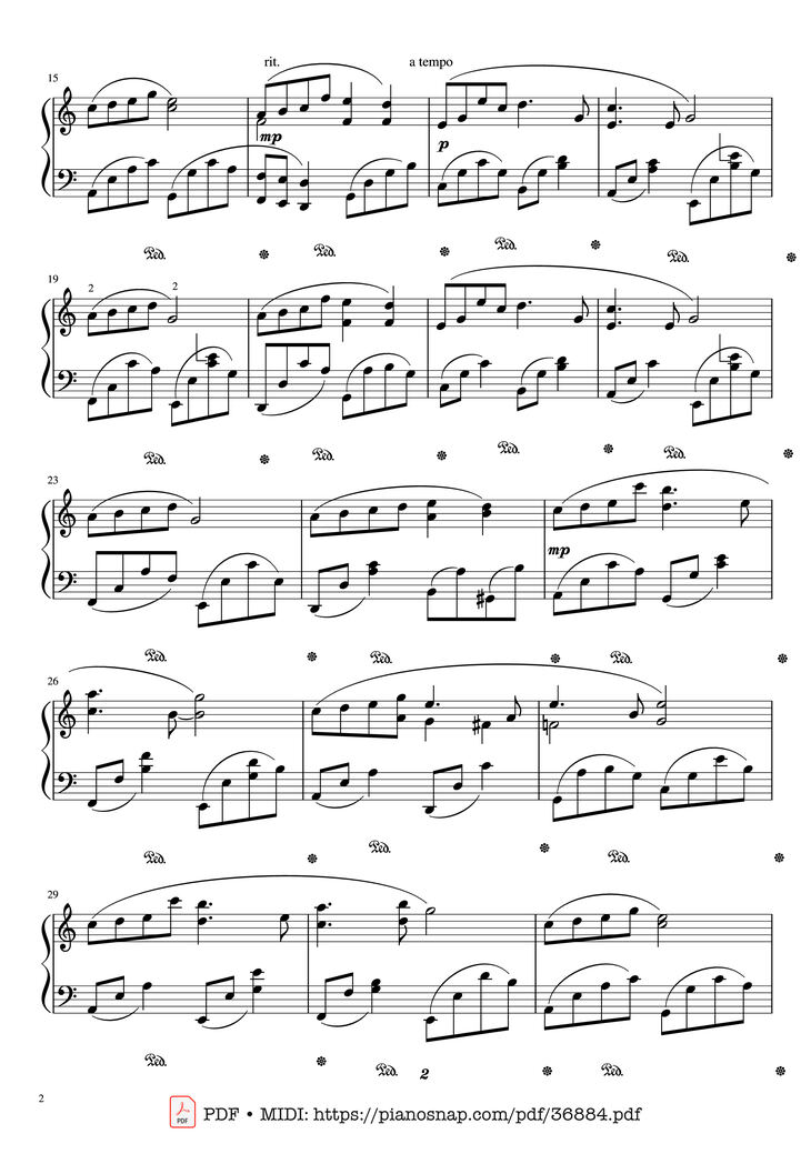 Page 2 of the piano sheet music PDF Piano – L