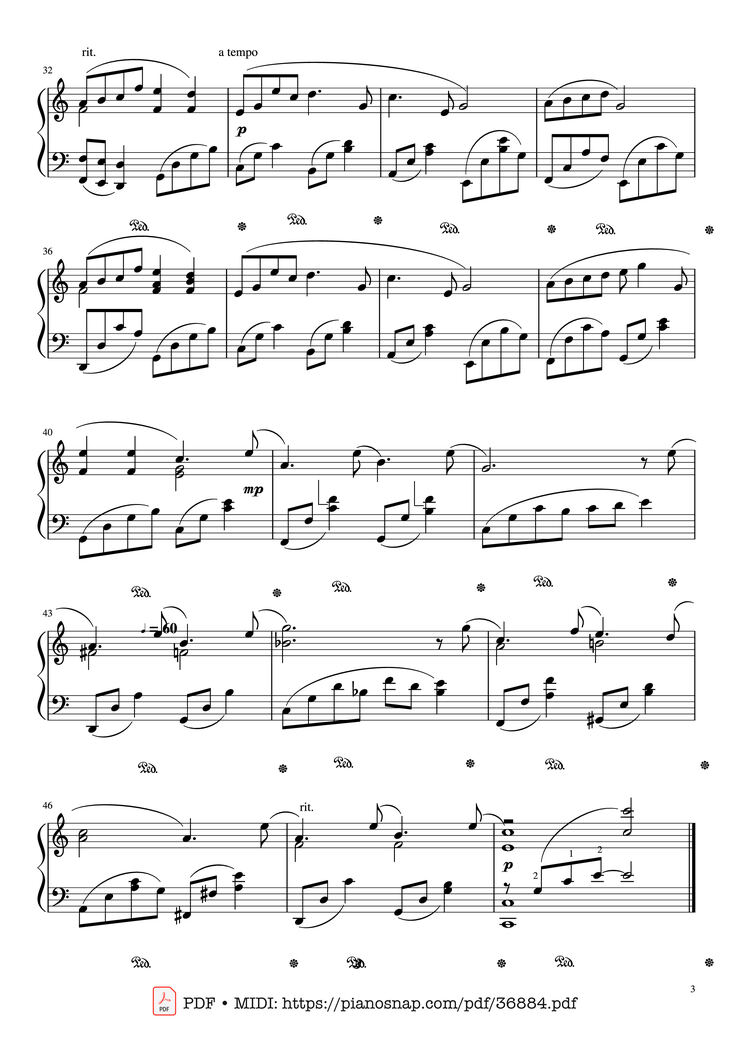 Page 3 of the piano sheet music PDF Piano – L