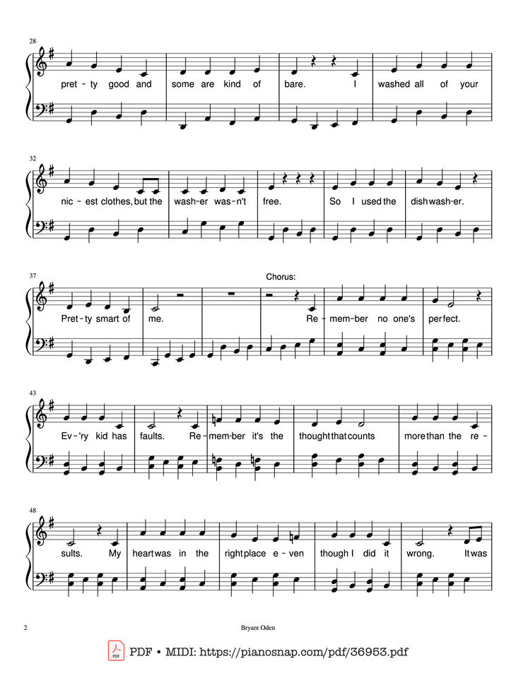 Page 2 of the piano sheet music PDF Piano – The Mother