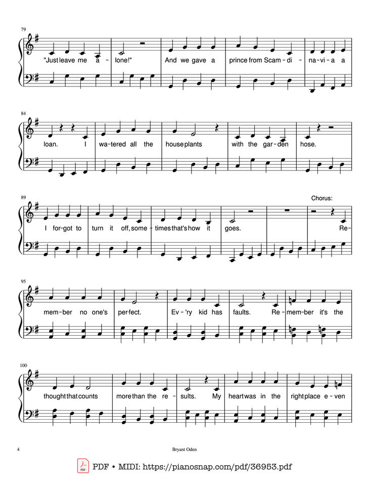 Page 4 of the piano sheet music PDF Piano – The Mother