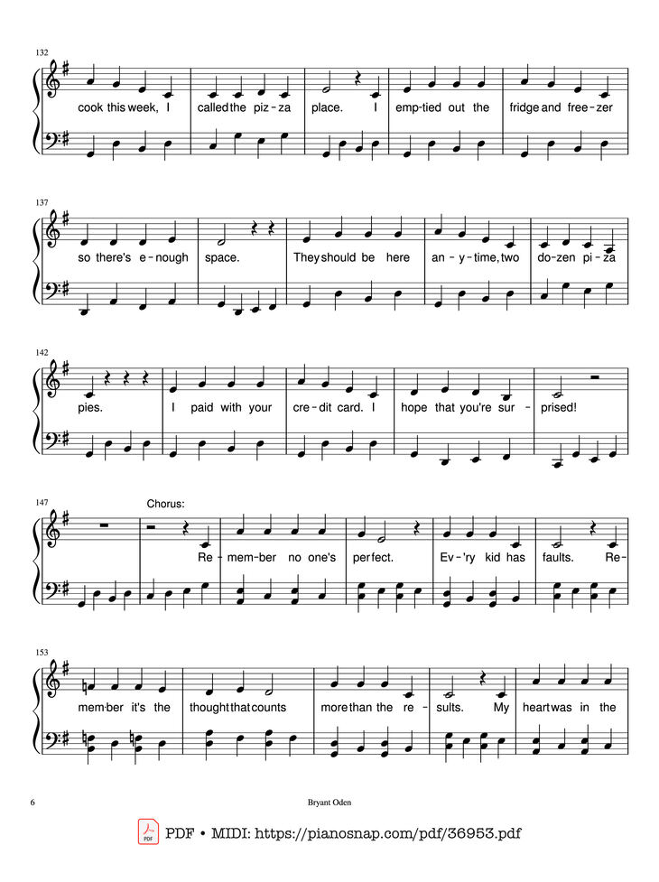 Page 6 of the piano sheet music PDF Piano – The Mother