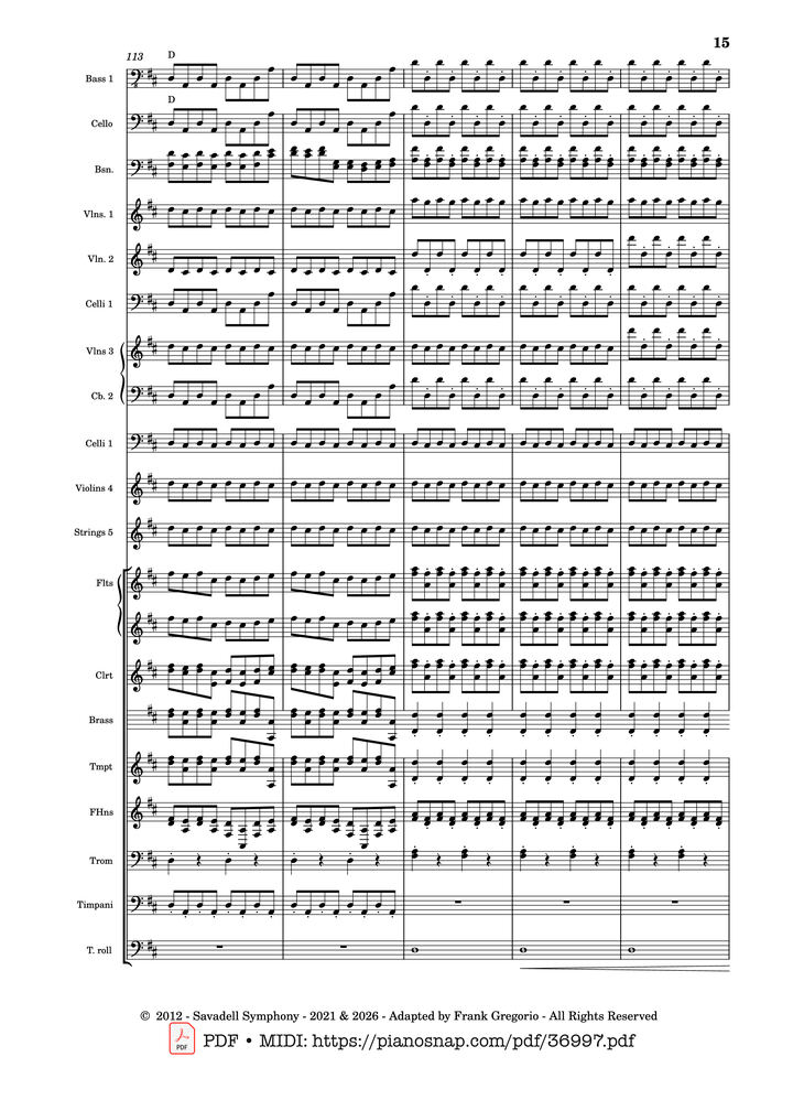Page 15 of the piano sheet music PDF – Symphony No.9 Ode to Joy, Flash Mob Rendition by Composed by L. Beethoven
