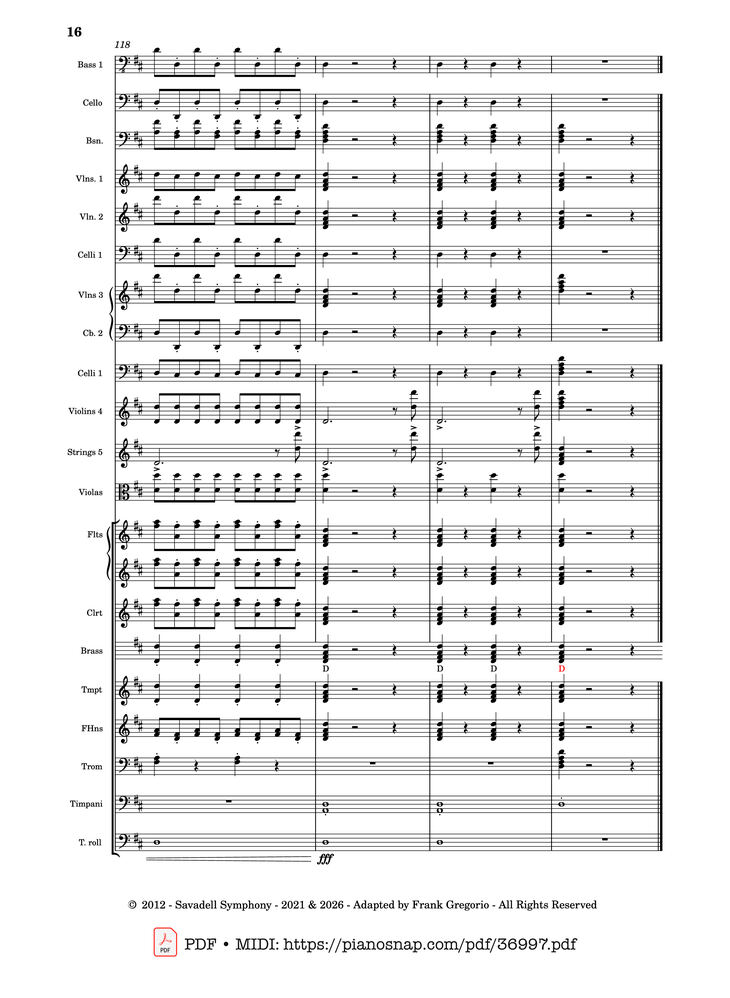 Page 16 of the piano sheet music PDF – Symphony No.9 Ode to Joy, Flash Mob Rendition by Composed by L. Beethoven