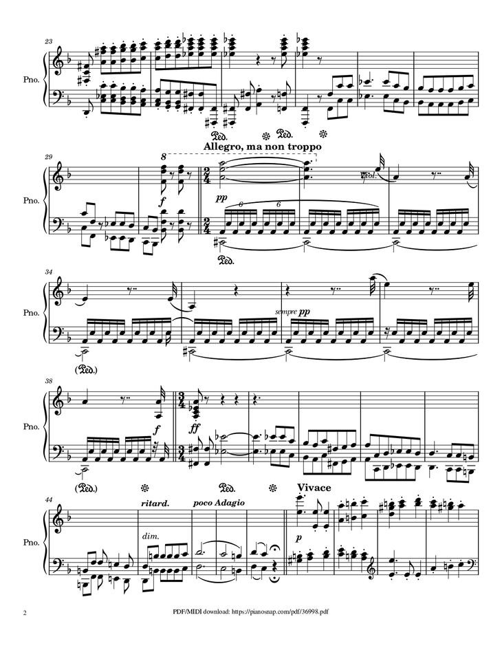 Page 2 of the piano sheet music PDF Piano – Symphony no.9, 4th Movement, Ode to Joy Piano by Ludwig van Beethoven