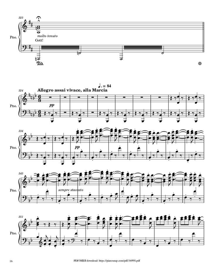 Page 16 of the piano sheet music PDF Piano – Symphony no.9, 4th Movement, Ode to Joy Piano by Ludwig van Beethoven