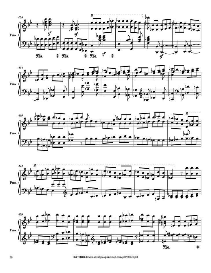 Page 20 of the piano sheet music PDF Piano – Symphony no.9, 4th Movement, Ode to Joy Piano by Ludwig van Beethoven