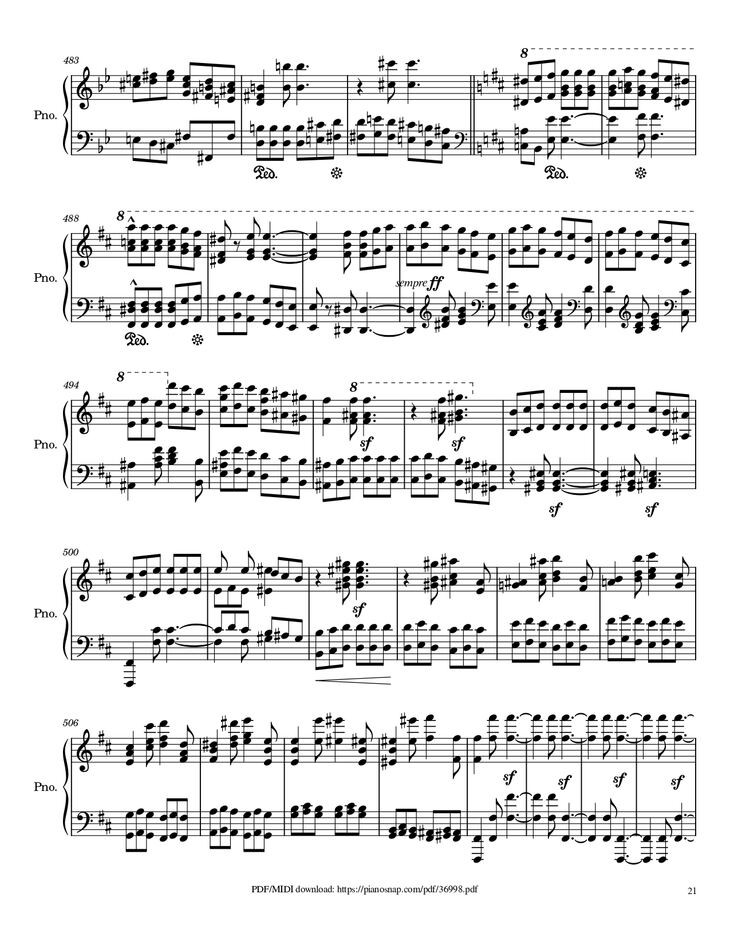 Page 21 of the piano sheet music PDF Piano – Symphony no.9, 4th Movement, Ode to Joy Piano by Ludwig van Beethoven