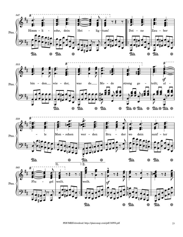 Page 23 of the piano sheet music PDF Piano – Symphony no.9, 4th Movement, Ode to Joy Piano by Ludwig van Beethoven