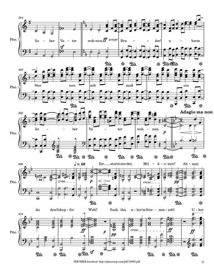 Page 25 of the piano sheet music PDF Piano – Symphony no.9, 4th Movement, Ode to Joy Piano by Ludwig van Beethoven