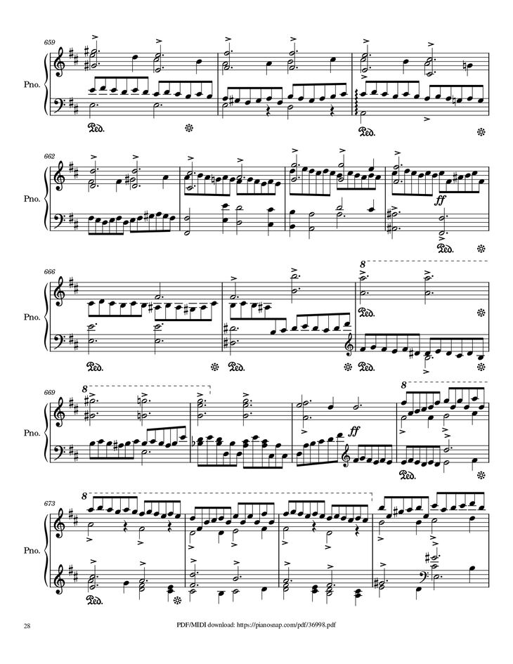 Page 28 of the piano sheet music PDF Piano – Symphony no.9, 4th Movement, Ode to Joy Piano by Ludwig van Beethoven
