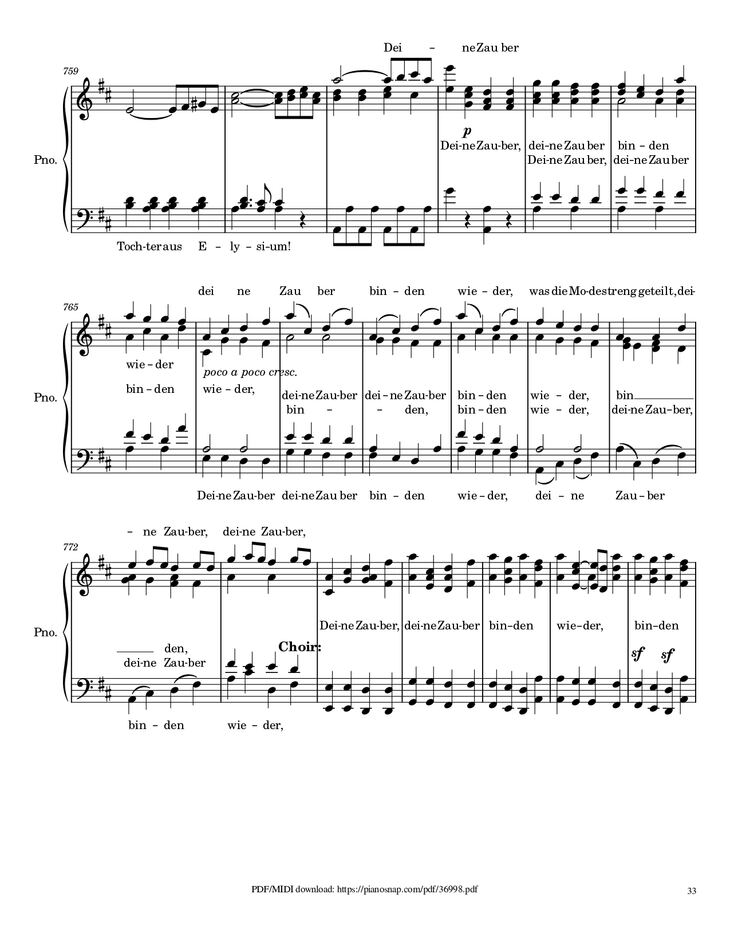 Page 33 of the piano sheet music PDF Piano – Symphony no.9, 4th Movement, Ode to Joy Piano by Ludwig van Beethoven