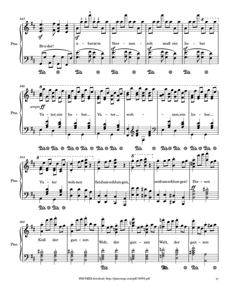 Page 37 of the piano sheet music PDF Piano – Symphony no.9, 4th Movement, Ode to Joy Piano by Ludwig van Beethoven