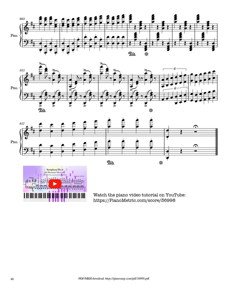 Page 40 of the piano sheet music PDF Piano – Symphony no.9, 4th Movement, Ode to Joy Piano by Ludwig van Beethoven