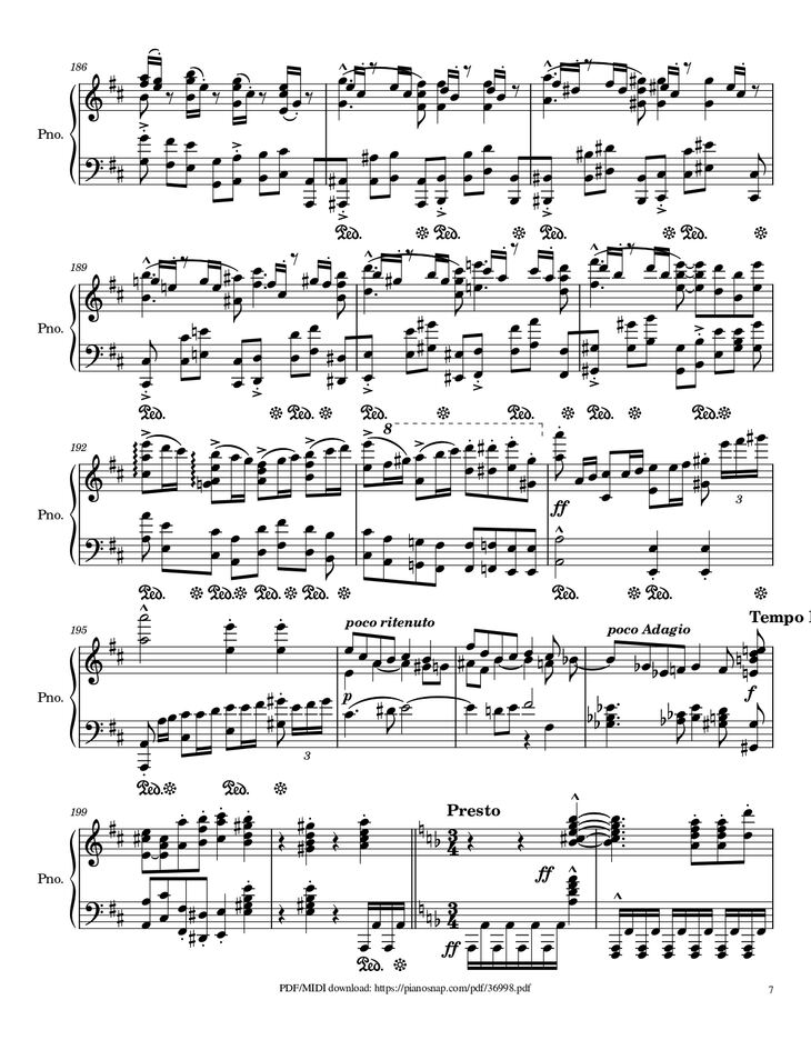 Page 7 of the piano sheet music PDF Piano – Symphony no.9, 4th Movement, Ode to Joy Piano by Ludwig van Beethoven