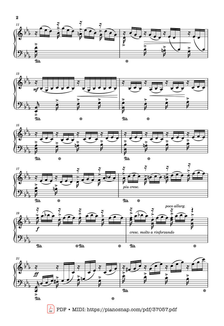 Page 2 of the piano sheet music PDF – Etude Op. 33 No. 18 Stormy stream by Samuil Maykapar