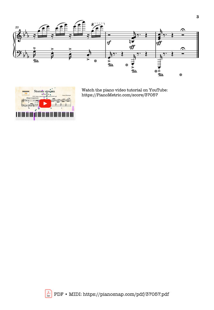 Page 3 of the piano sheet music PDF – Etude Op. 33 No. 18 Stormy stream by Samuil Maykapar