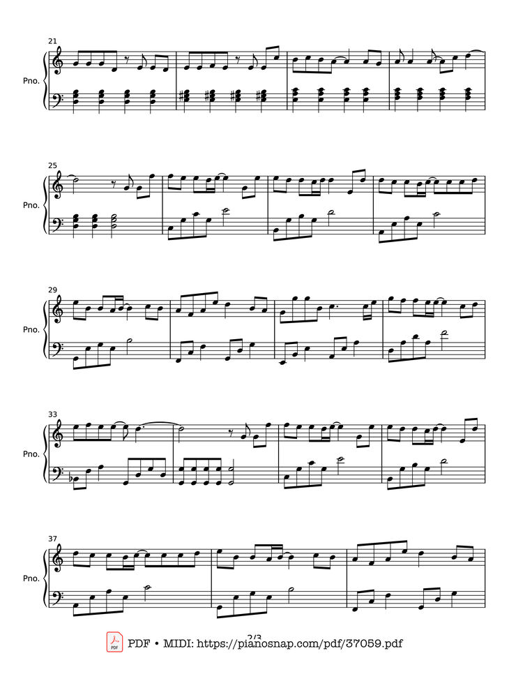 Page 2 of the piano sheet music PDF Piano – 五十年以后 - 海来阿木 Piano by 海来阿木