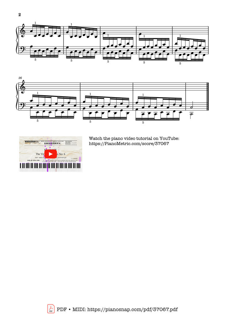 Page 2 of the piano sheet music PDF – Hanon - The Virtuoso Pianist No. 6 by Charles-Louis Hanon