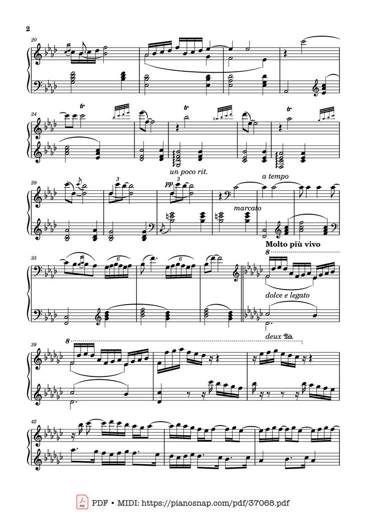 Page 2 of the piano sheet music PDF Piano – Pièce pour Piano Opus 12 in F Minor by Mel Bonis