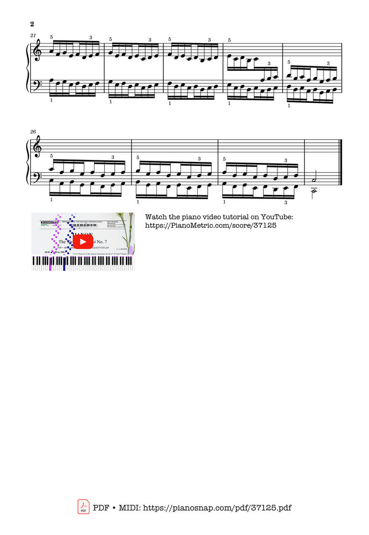 Page 2 of the piano sheet music PDF – Hanon - The Virtuoso Pianist No. 7 by Charles-Louis Hanon