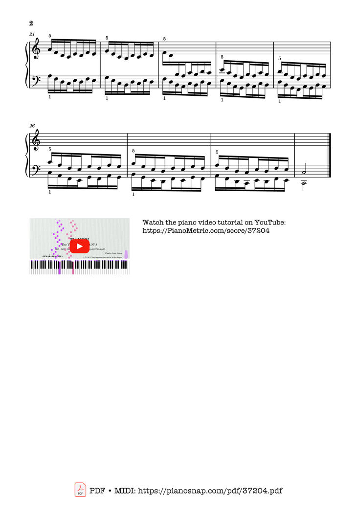 Page 2 of the piano sheet music PDF – Hanon - The Virtuoso Pianist No. 8 by Charles-Louis Hanon